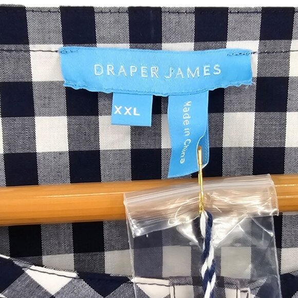 Draper James Womens XL Wanda 3/4 Sleeve Ruffle Front Dress in Navy Gingham - Picture 4 of 14